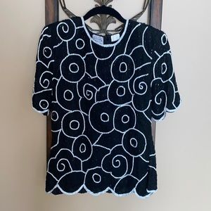 Vintage Stenay beaded silk top